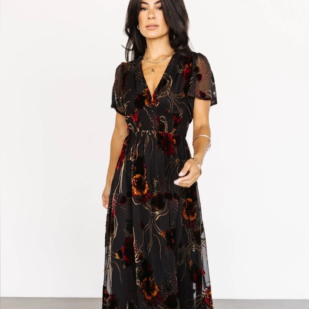 Baltic Born Velvet Burnout Floral Maxi Dress